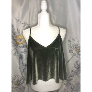 Large Green PINK Velvet Velour Crop Top